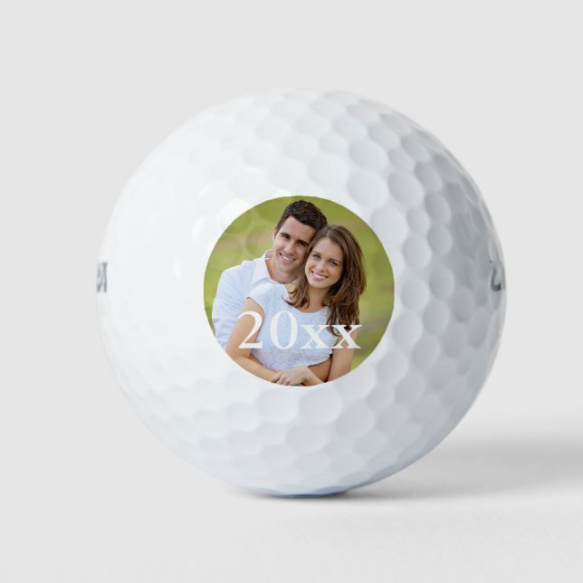 Simple Golfer Photo Wedding Favour Template Golf Balls (Front)