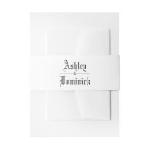 Simple Gothic Black And White Elegant Invitation Belly Band