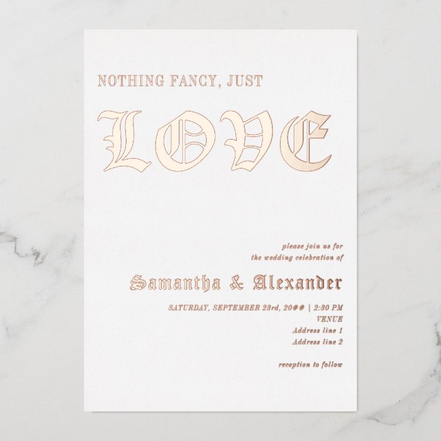 Simple Gothic Nothing Fancy Just Love Wedding (Front)