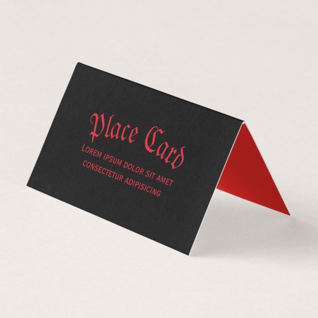 Simple Gothic Red & Black Place Card (Front)
