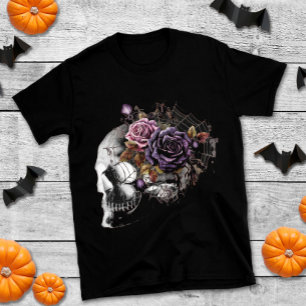 Simple gothic roses & skull Halloween party T-Shirt