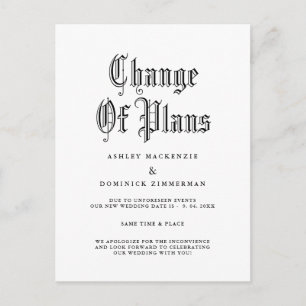 Simple Gothic Wedding Update Change  Announcement Postcard