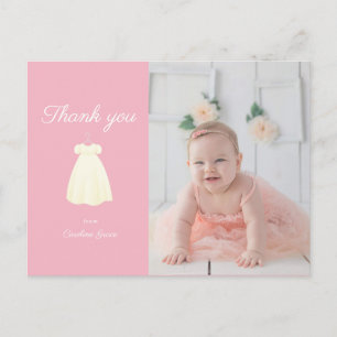 Simple Gown Baptism Photo Thank You Postcard