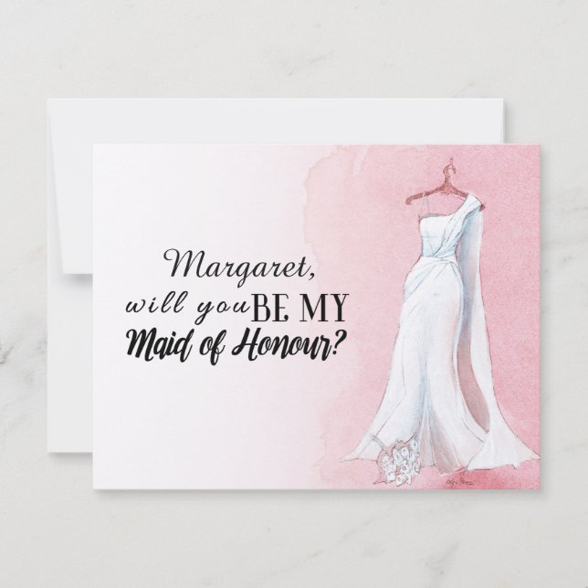 Simple Gown "Will you be my maid of honour" Invitation (Front)