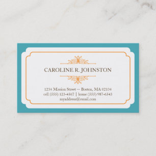 Simple grace solid teal frame personal calling business card