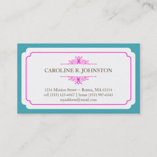Simple grace solid teal pink personal calling business card