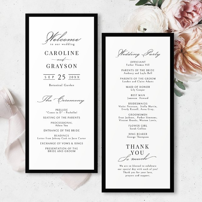 Simple Graceful Script Typography Wedding Program Menu (Simple Graceful Script Typography Wedding Program)