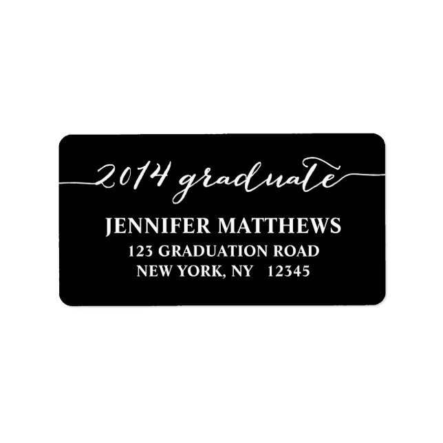Simple Grad Black Graduation Address Label (Front)
