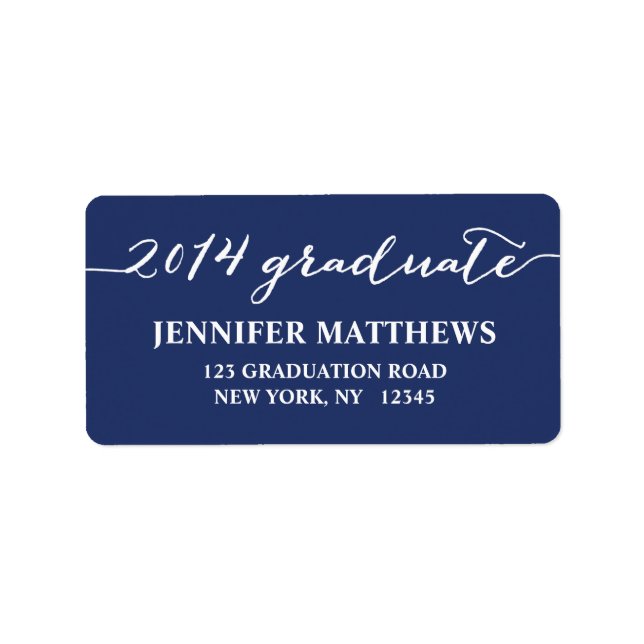 Simple Grad Navy Blue Graduation Address Label (Front)