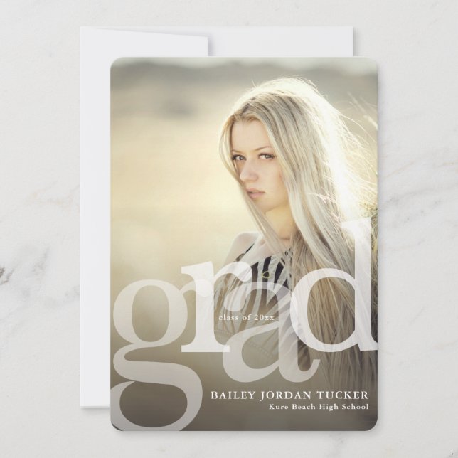 Simple GRAD Overlay Photo Graduation Invitation (Front)