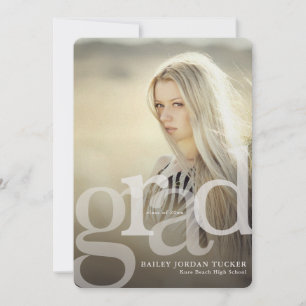 Simple GRAD Overlay Photo Graduation Invitation
