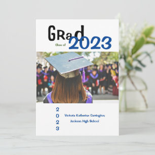 Simple GRAD Photo Name Year Graduation Announcement