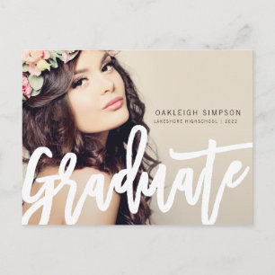 Simple Grad Script Graduation Announcement Postcard