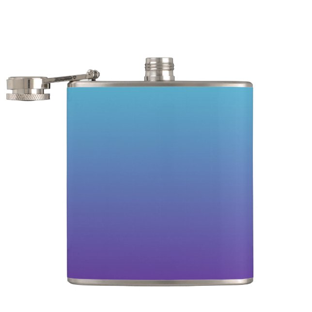 Simple Gradient Background Purple Turquoise Blue Hip Flask (Opened)