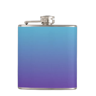 Simple Gradient Background Purple Turquoise Blue Hip Flask