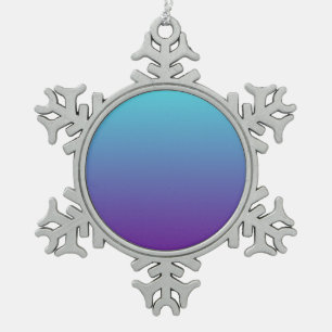 Simple Gradient Background Purple Turquoise Blue Snowflake Pewter Christmas Ornament