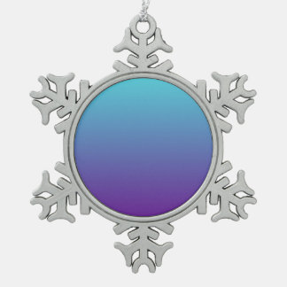 Simple Gradient Background Purple Turquoise Blue Snowflake Pewter Christmas Ornament