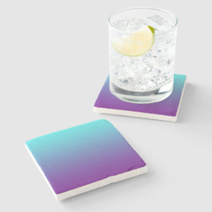 Simple Gradient Background Purple Turquoise Blue Stone Coaster