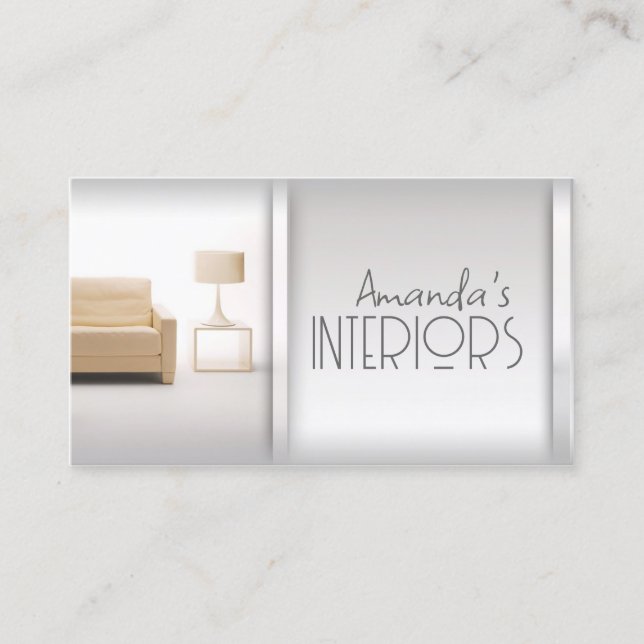 Simple Gradient Grey Lines Interior Designer Card (Front)