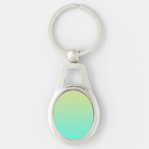 Simple Gradient Pastel Yellow Turquoise Key Ring