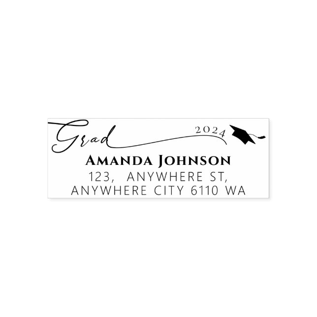 Simple Graduate Address Graduation  Self-inking Stamp (Design)