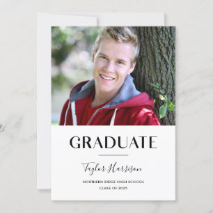 Simple Graduate Black & White 2023 Graduation Invitation