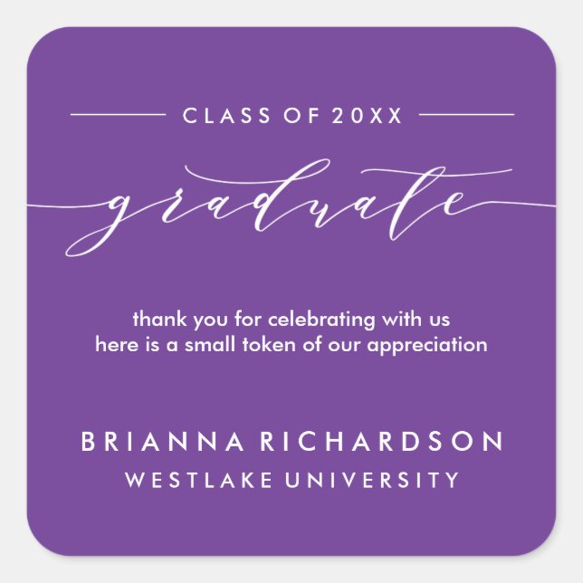 SIMPLE GRADUATE CALLIGRAPHY | THANK YOU STICKER (Front)