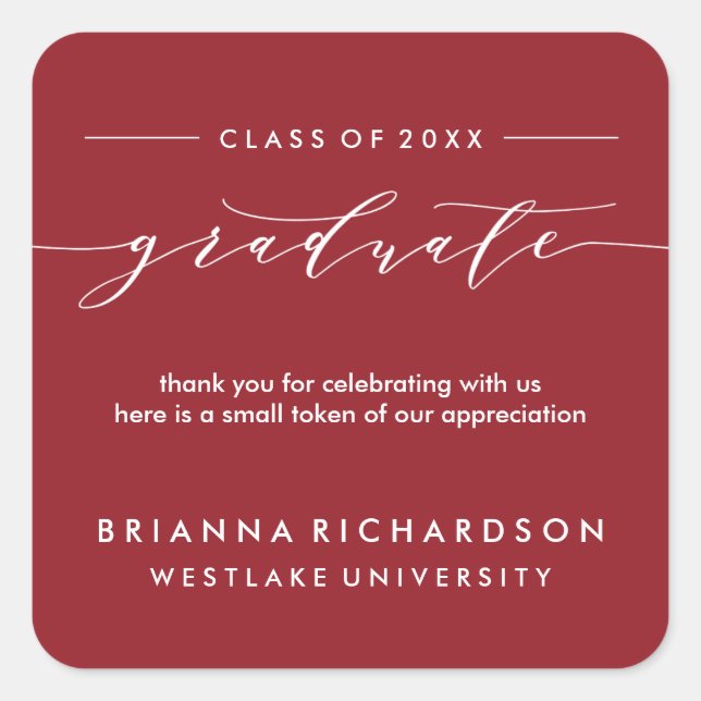 SIMPLE GRADUATE CALLIGRAPHY | THANK YOU STICKER (Front)
