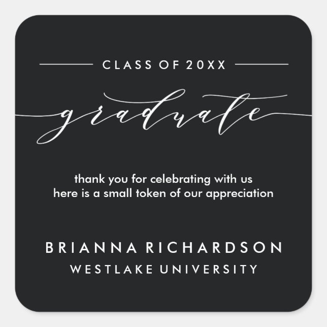 SIMPLE GRADUATE CALLIGRAPHY | THANK YOU STICKER (Front)