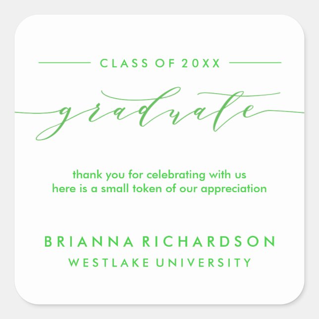 SIMPLE GRADUATE CALLIGRAPHY | THANK YOU STICKER (Front)