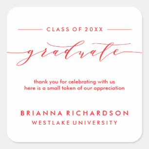 SIMPLE GRADUATE CALLIGRAPHY   THANK YOU STICKER