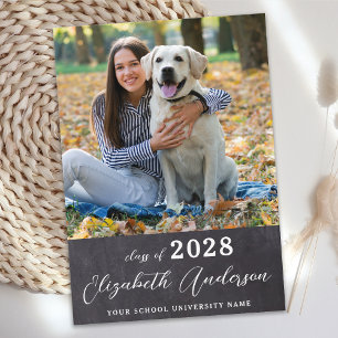 Simple Graduate Custom Photo Chalkboard Graduation Invitation