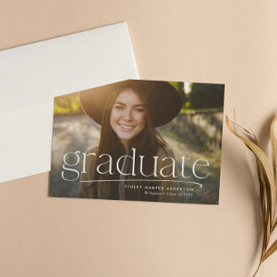 Simple graduate one-photo personalised graduation announcement