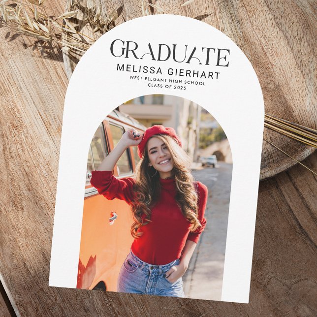 Simple Graduate Photo 2025 Graduation Party Invitation (Graduation 2025 Arch Photo Block Party Invitation)