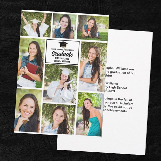 Simple Graduate Photo Collage Chic Graduation Announcement (Creator Uploaded)