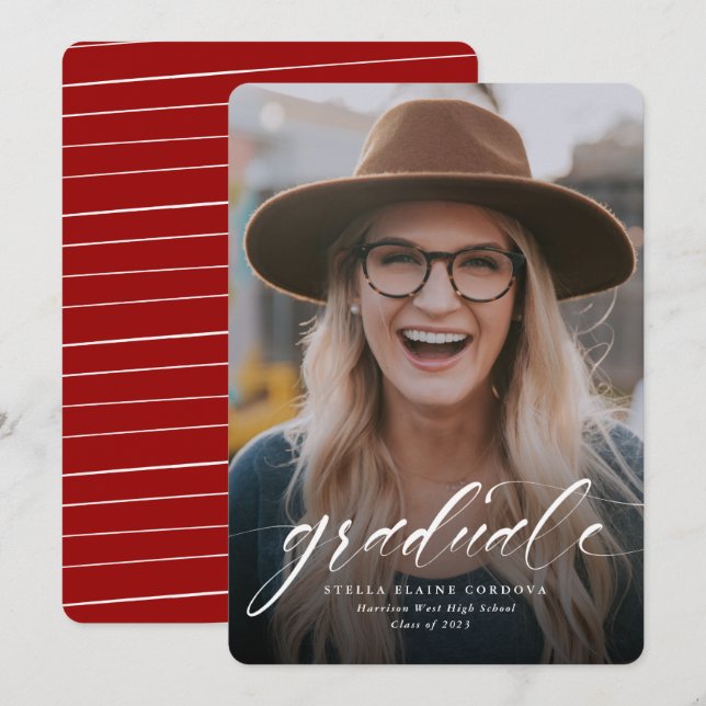 Simple graduate photo graduation announcement (Front/Back)