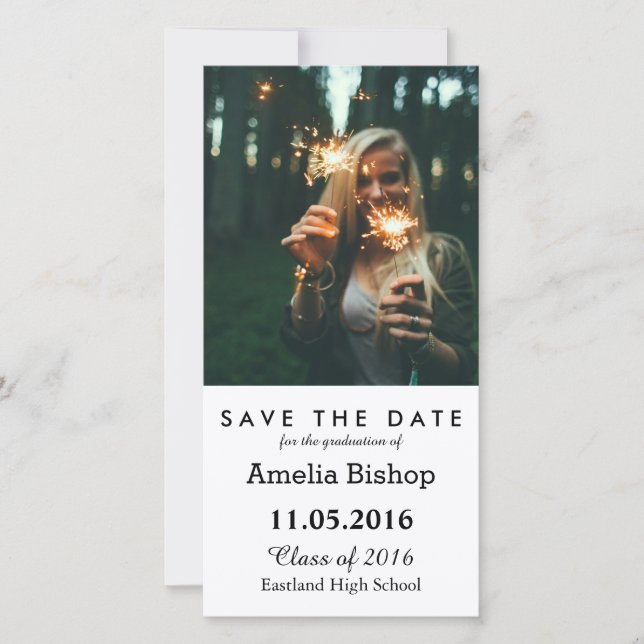 Simple Graduate Photo Save The Date (Front)