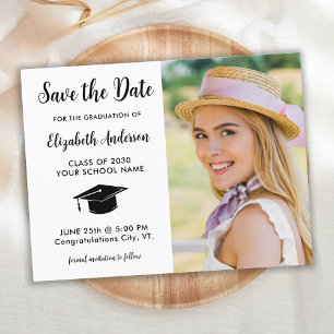 Simple Graduate Photo Save The Date Graduation Postcard
