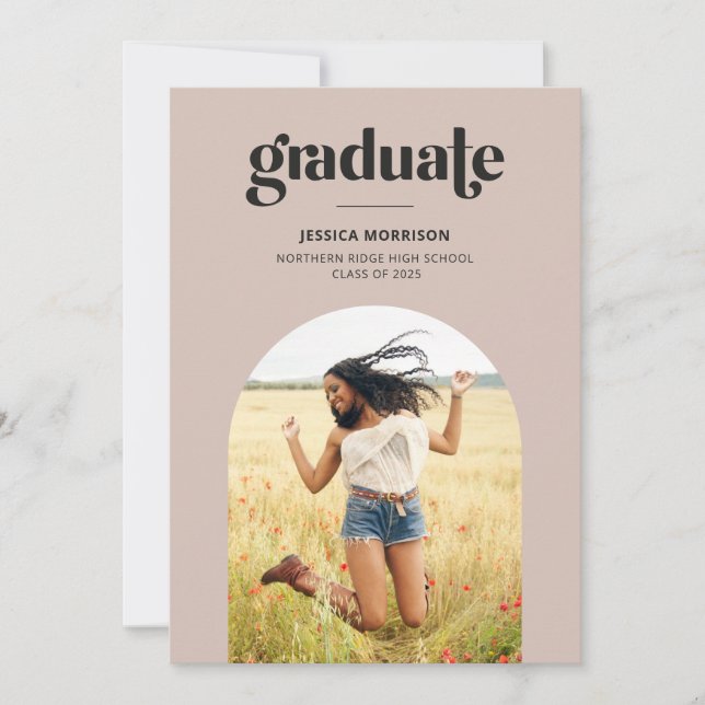 Simple Graduate Pink & Black Graduation Party Invitation (Front)