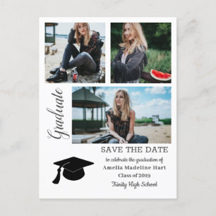 Simple Graduate   Save The Date Grad Hat Photo Announcement Postcard