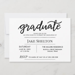 Simple Graduate Script Open House Graduation Invitation