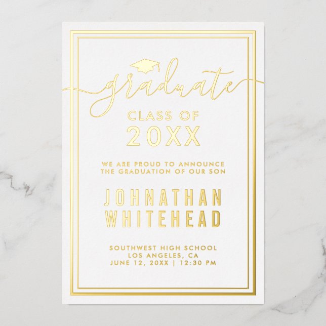 Simple Graduation Announcement Foil Invitation (Front)
