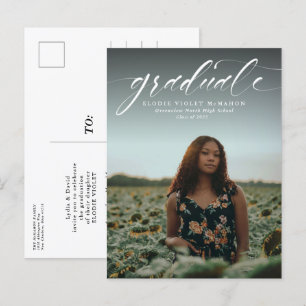 Simple graduation announcement invitation postcard
