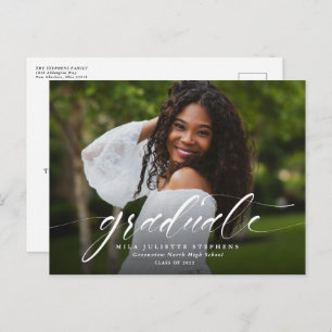 Simple graduation announcement invitation postcard