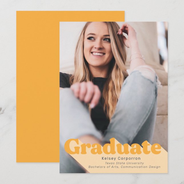 Simple Graduation Announcement | Retro Type (Front/Back)