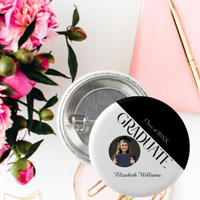 Simple Graduation Black and White 3 Cm Round Badge (Creator Uploaded)