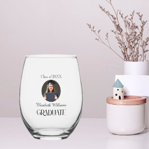 Simple Graduation Black and White Stemless Wine Glass