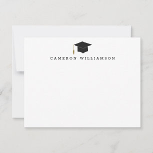 Simple Graduation Cap in Black Personalised Thank You Card