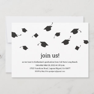 Simple Graduation Caps Graduation Party Invitation