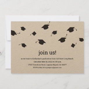 Simple Graduation Caps Graduation Party Invitation